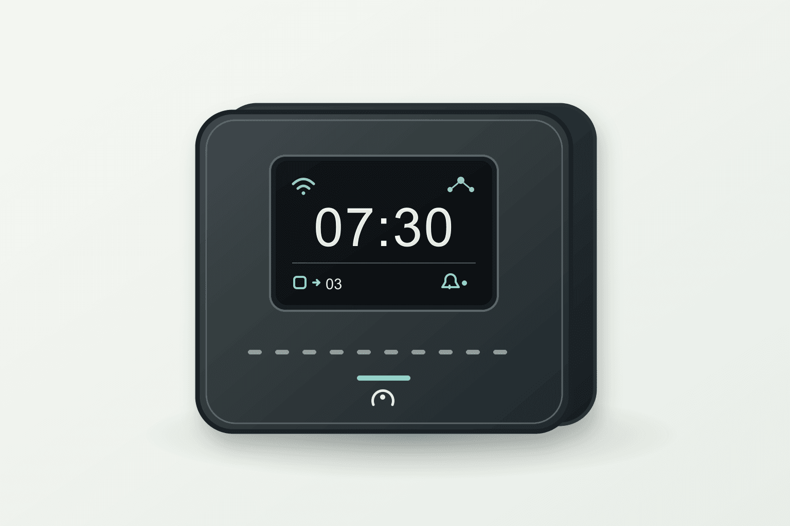 Illustration of the standalone LUNAKARE Sense desktop display hub, without built-in radar.
